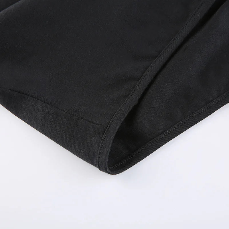 Women Hollow Out Black Y2K Tees Sleeveless Skinny Tops Cool Punk T-shirts Techwear 2024 Spring Summer New Sexy Crop Top