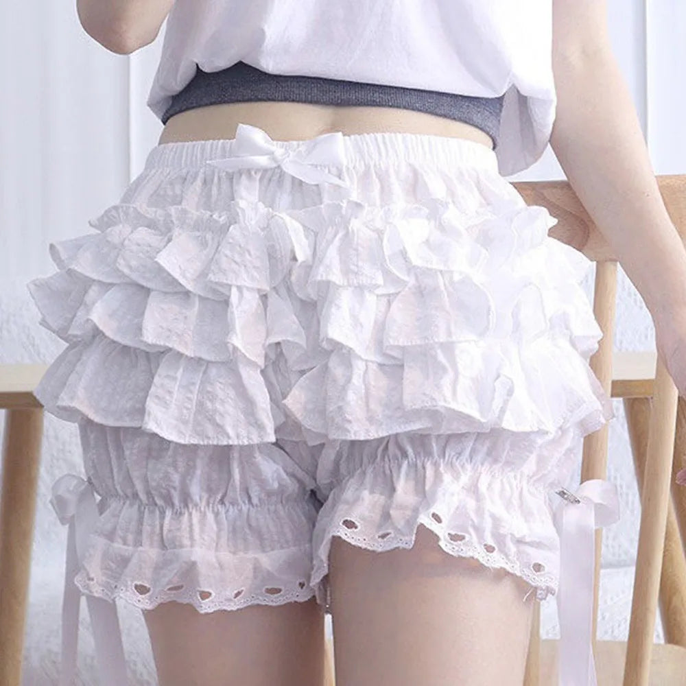 Fashion Pleated Safety Short Pants JK Cute Bloomers Vintage Bow Knot Petticoat Underpants Women