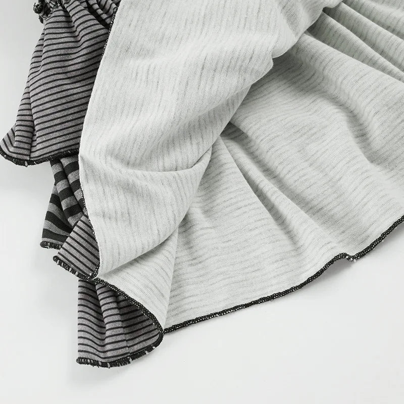 Sweet & Trendy Low Waist Striped Ruffle Mini Skirt