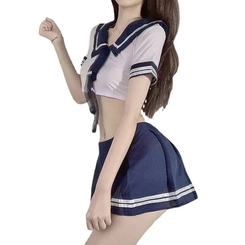 Seductive Schoolgirl Lingerie Cosplay Set | Mini Skirt & Blouse