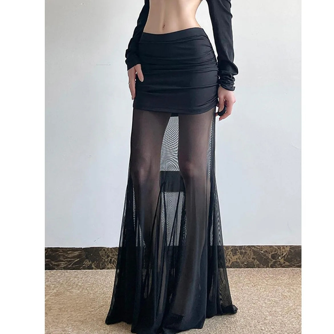 Sexy Mermaid Long Skirt with Me Splice High Waist f Body Skirt for Women Summer New Sle Personali Temperament Hot Girl