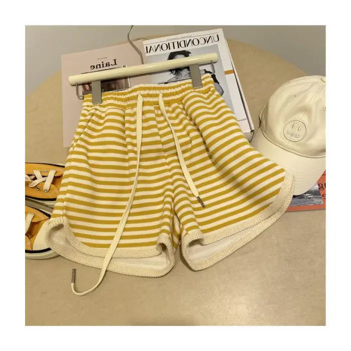 High Waist Striped Wide Leg Shorts Summer Casual
