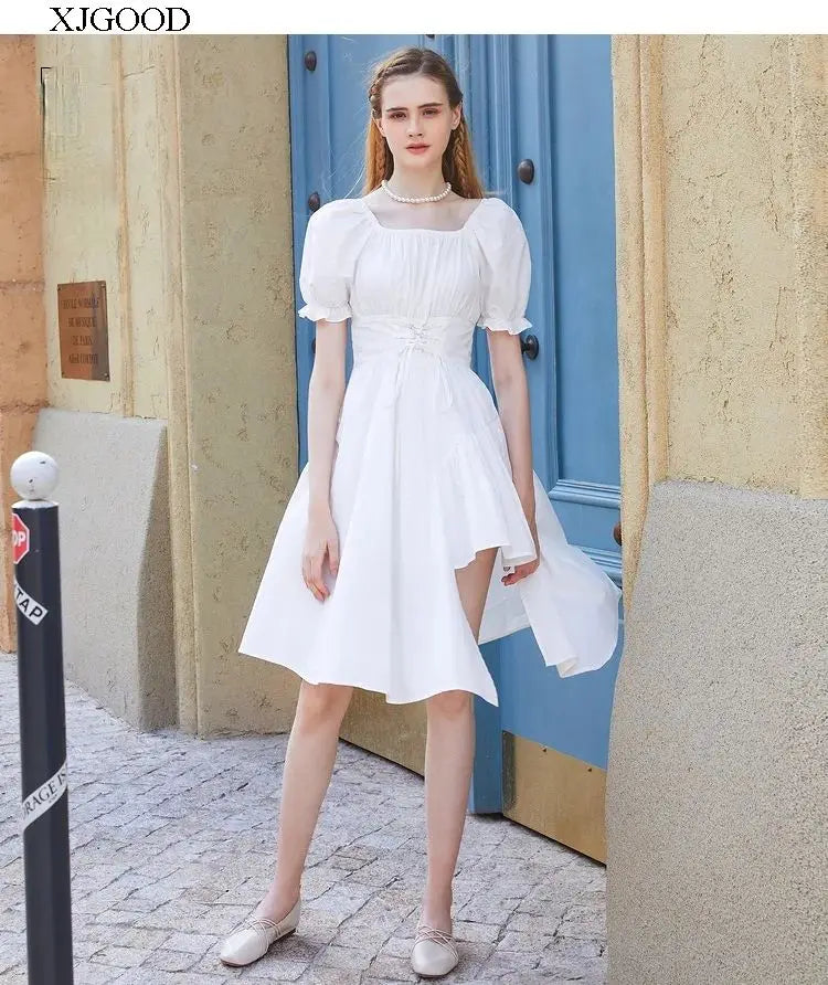 Chic One-Shoulder A-Line Summer Dress | High Waist Street Style