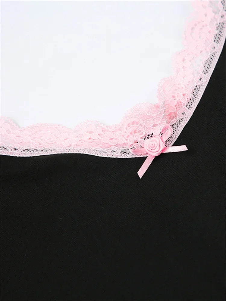 Lace Trim High-Cut Bodysuit | Chic Sleeveless Leotard for Women