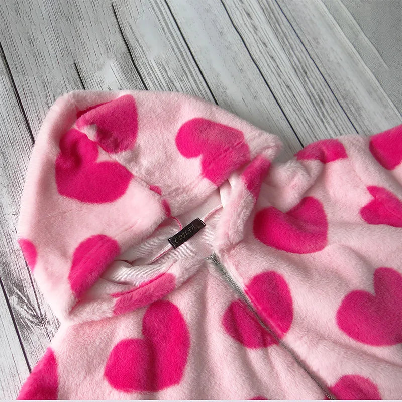 Hooded Thi Love Coat for Women's Youth Long Sve Open Cardigan Polyester Fiber Autumn Season Faionable Streetwear