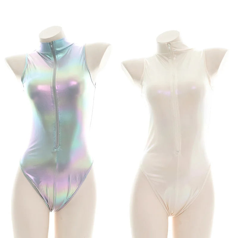 Anime Laser Reflective Bodysuit - High Collar Cosplay Swimsuit