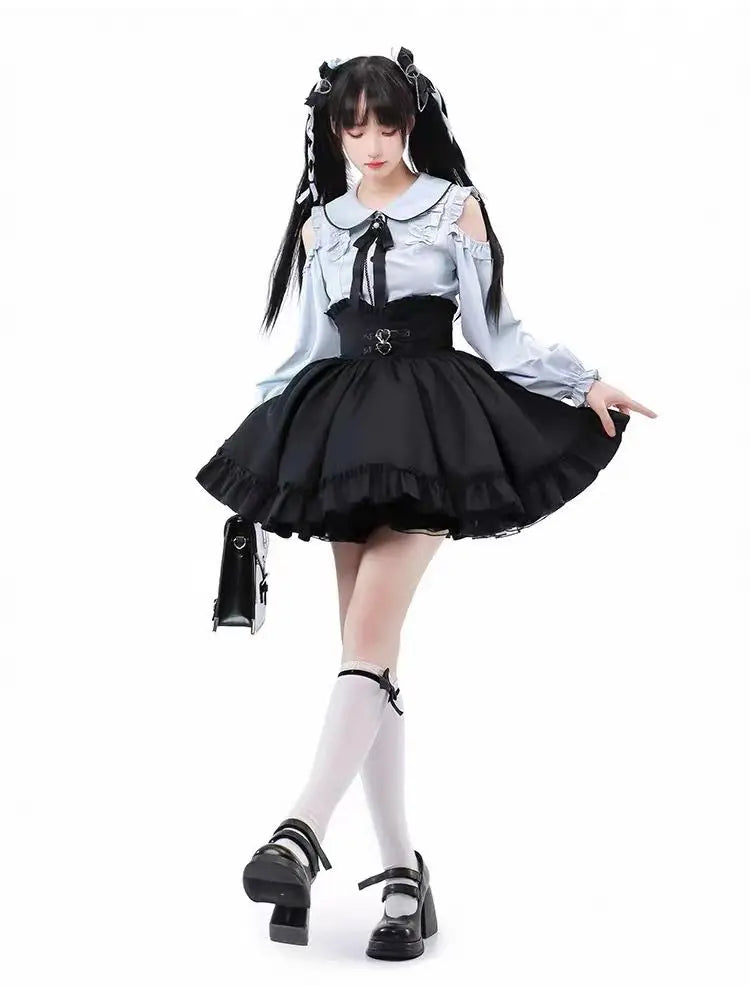 2025 Japanese Black Short Skirt Vintage Gothic Ruffled Mini Skirts Lolita Harajuku Ball Gown Faldas Y2k Aesthetic Pleated Cake