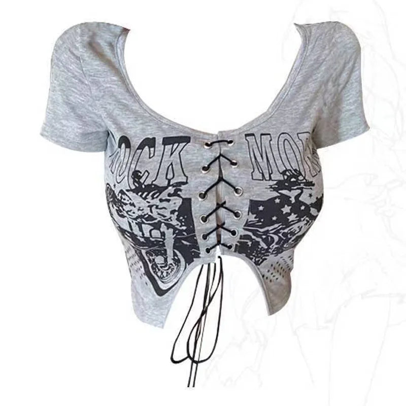 Women T Shirts Y2k Harajuku Retro Chic Tee Summer 2026 New In Woman Clothes Vintage Short Sleeve Sexy Crop Tops Women