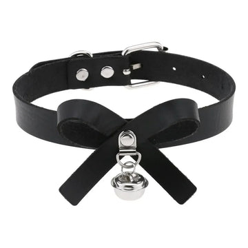 Black Cat Bell Choker Necklace | Goth Cosplay Bow Collar