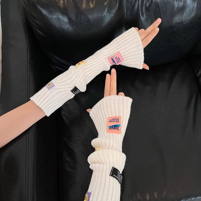 Kawaii Pink Thickened Knit Hand Sleeve Spice Girls Y2k Personalized Monogrammed Gloves Spring Warm Cover Up Fingerless Gloves