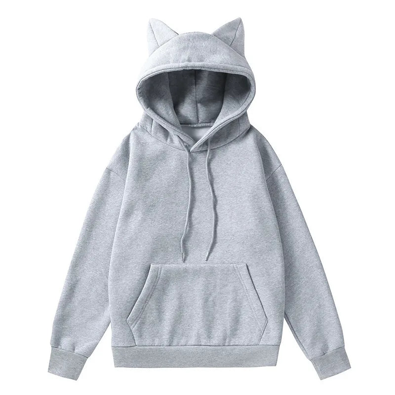 Spring and autumn new style foreign trade women's Cat's ears (Steamed cat-ear shaped bread) design hooded fleece sweater fashion