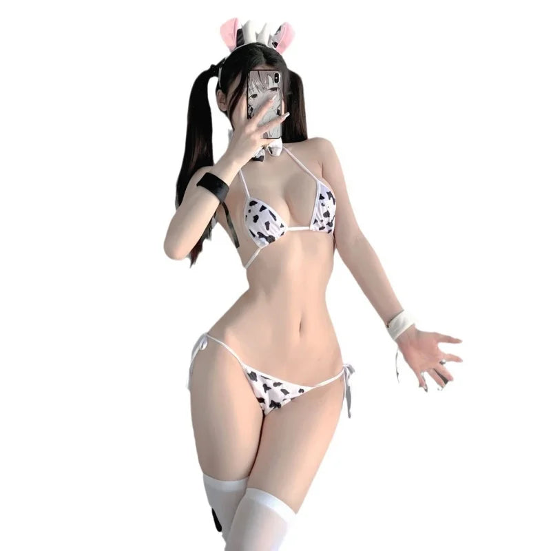 Sexy Cow Maid Cosplay Lingerie Set | Lolita Bra & Panty