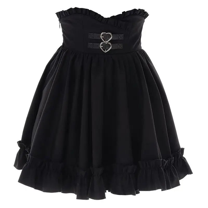2025 Japanese Black Short Skirt Vintage Gothic Ruffled Mini Skirts Lolita Harajuku Ball Gown Faldas Y2k Aesthetic Pleated Cake