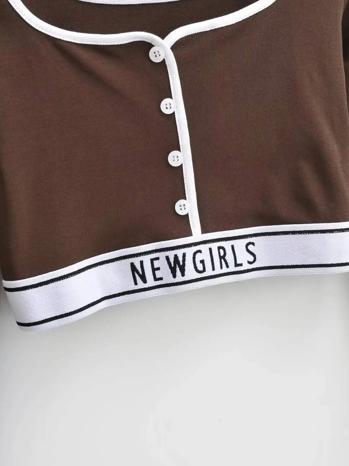 New Style Women's Tight Long-sleeved T-shirt Colour blocking Ultra-short Bottom High Waist Neckline Innerwear Athletic Tops