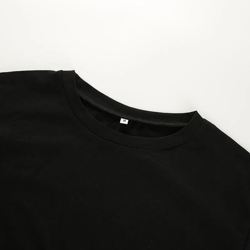 2024 Summer Women Black Short T-Shirts Sexy Crop Tops Short Sleeve Bandage Tee Tops Female Shirts