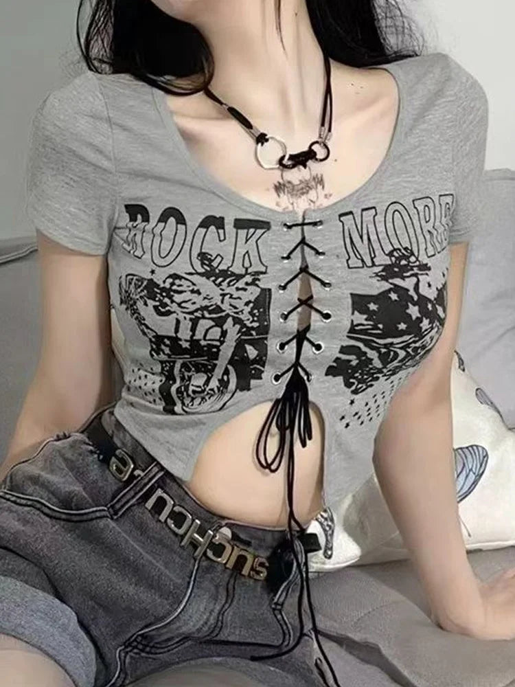 Women T Shirts Y2k Harajuku Retro Chic Tee Summer 2026 New In Woman Clothes Vintage Short Sleeve Sexy Crop Tops Women