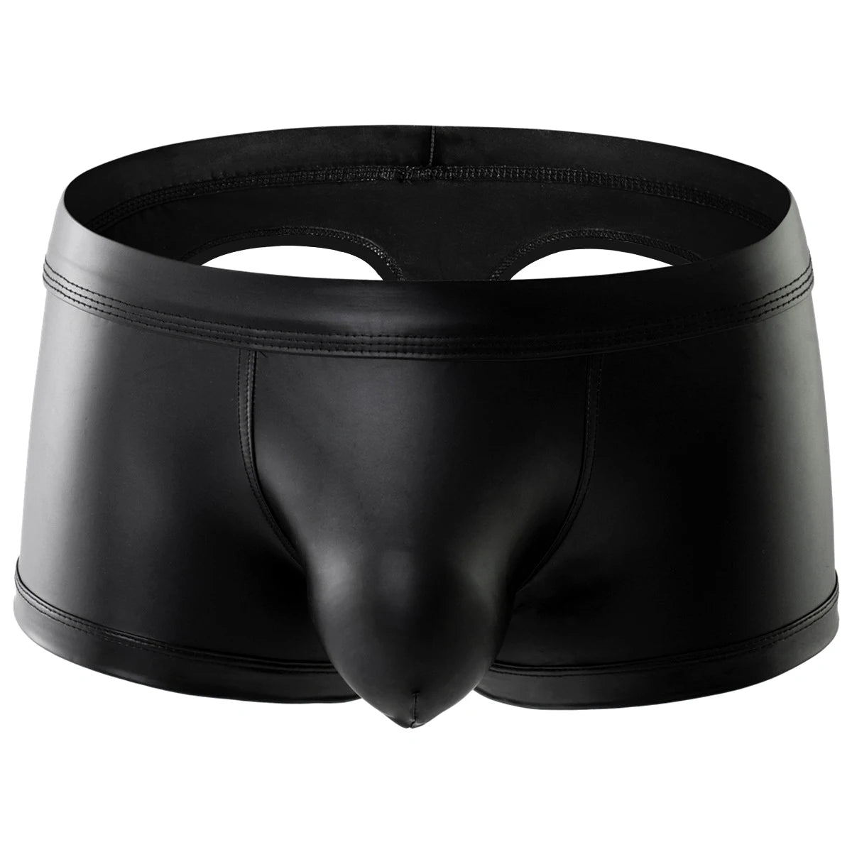 Men's Wet Look Faux Leather Open Butt Underwear