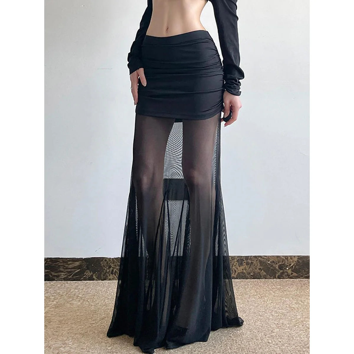 Sexy Mermaid Long Skirt with Me Splice High Waist f Body Skirt for Women Summer New Sle Personali Temperament Hot Girl