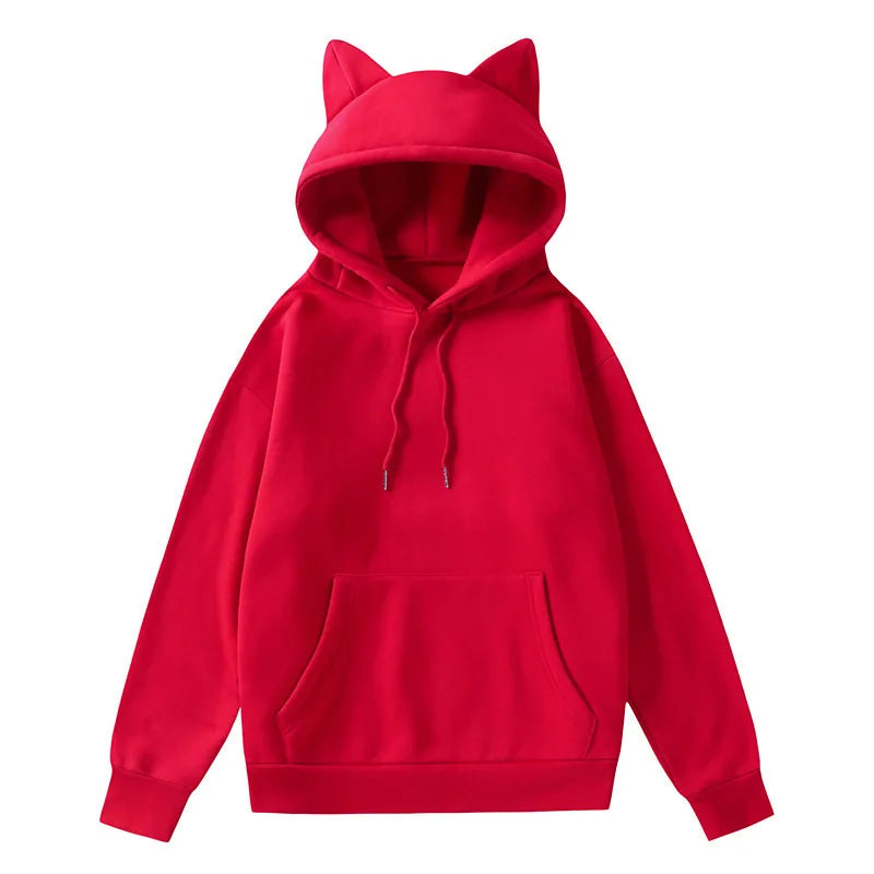 Spring and autumn new style foreign trade women's Cat's ears (Steamed cat-ear shaped bread) design hooded fleece sweater fashion