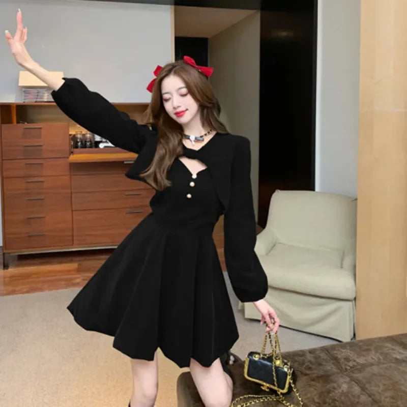 Red Christmas & New Year Princess Dress Set | Slimming 2-Piece