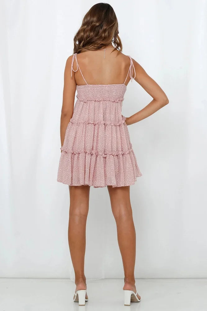 Vintage Floral Backless Mini Dress | Summer Spaghetti Strap