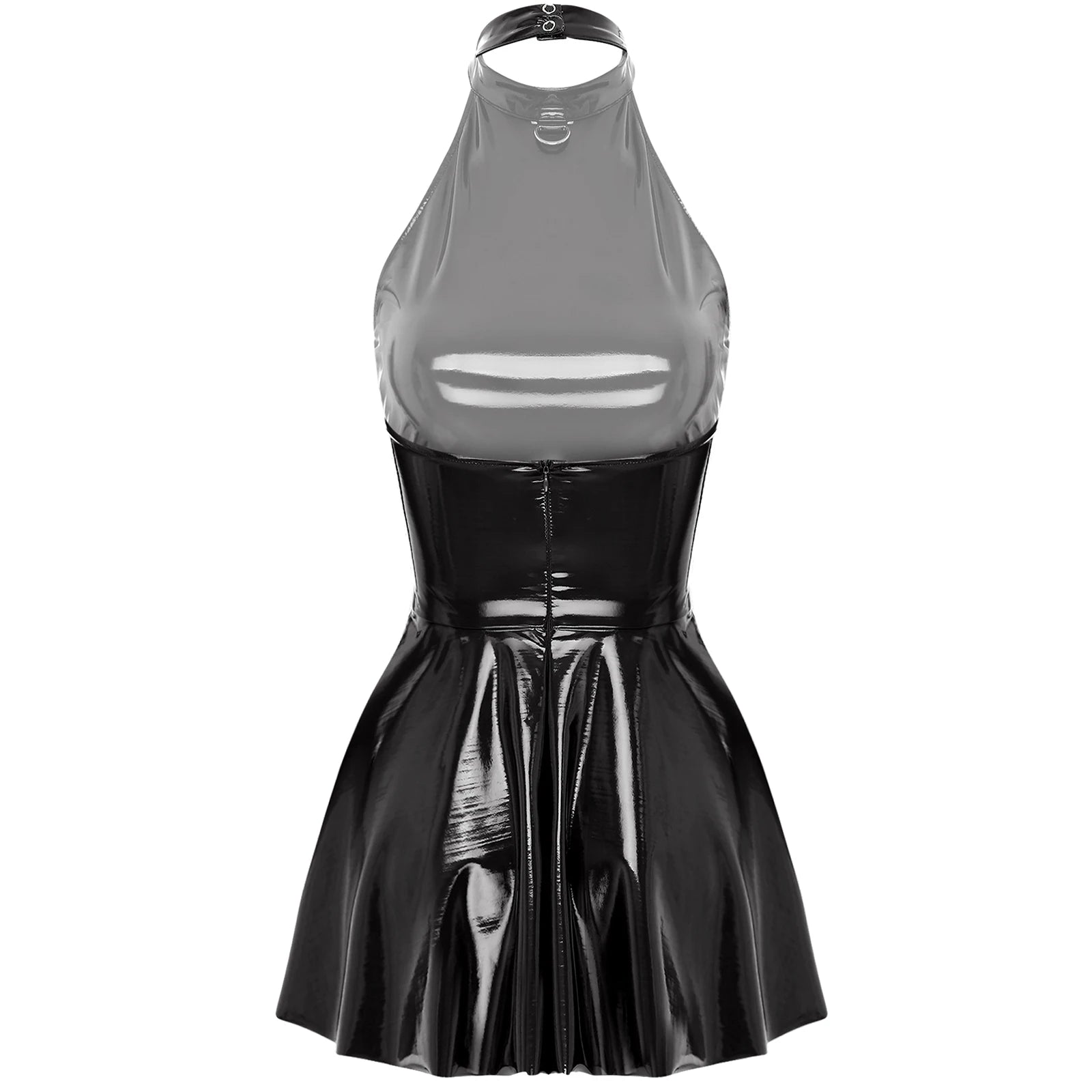 Wetlook Patent Leather Mini Dress | Sexy Club & Party Halter