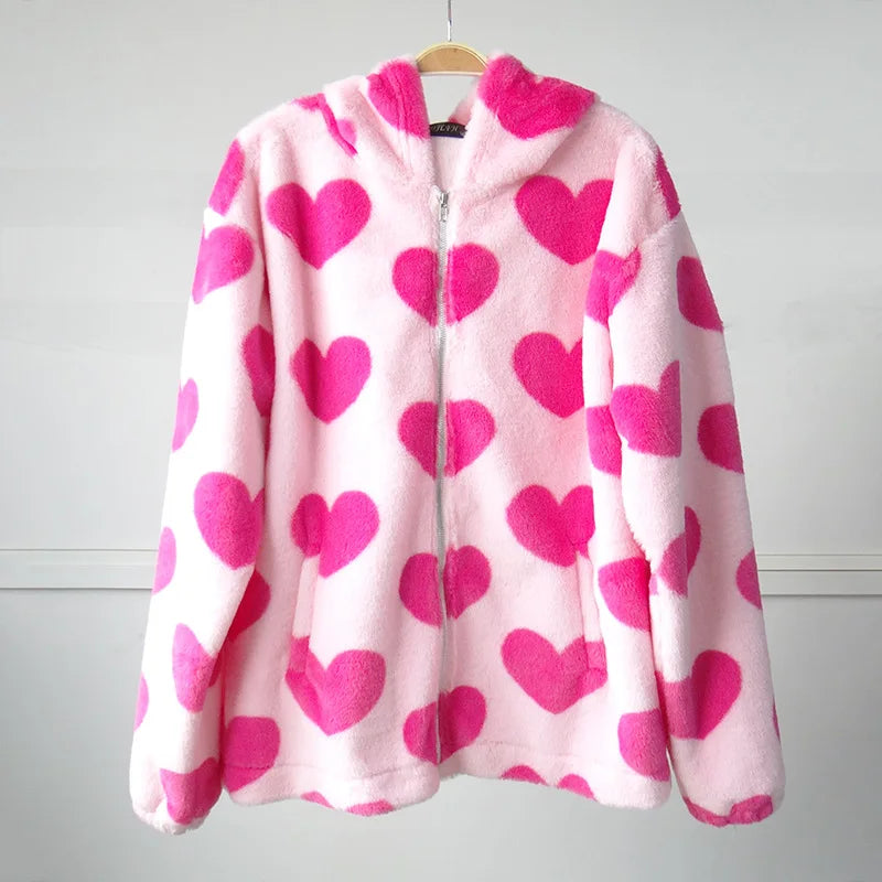 Hooded Thi Love Coat for Women's Youth Long Sve Open Cardigan Polyester Fiber Autumn Season Faionable Streetwear