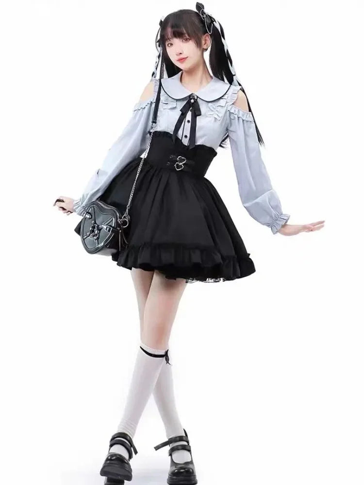 2025 Japanese Black Short Skirt Vintage Gothic Ruffled Mini Skirts Lolita Harajuku Ball Gown Faldas Y2k Aesthetic Pleated Cake