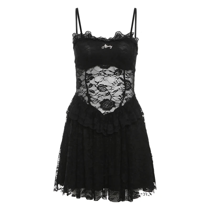 Elegant Lace Splice Bare Shoulder A-Line Midi Dress