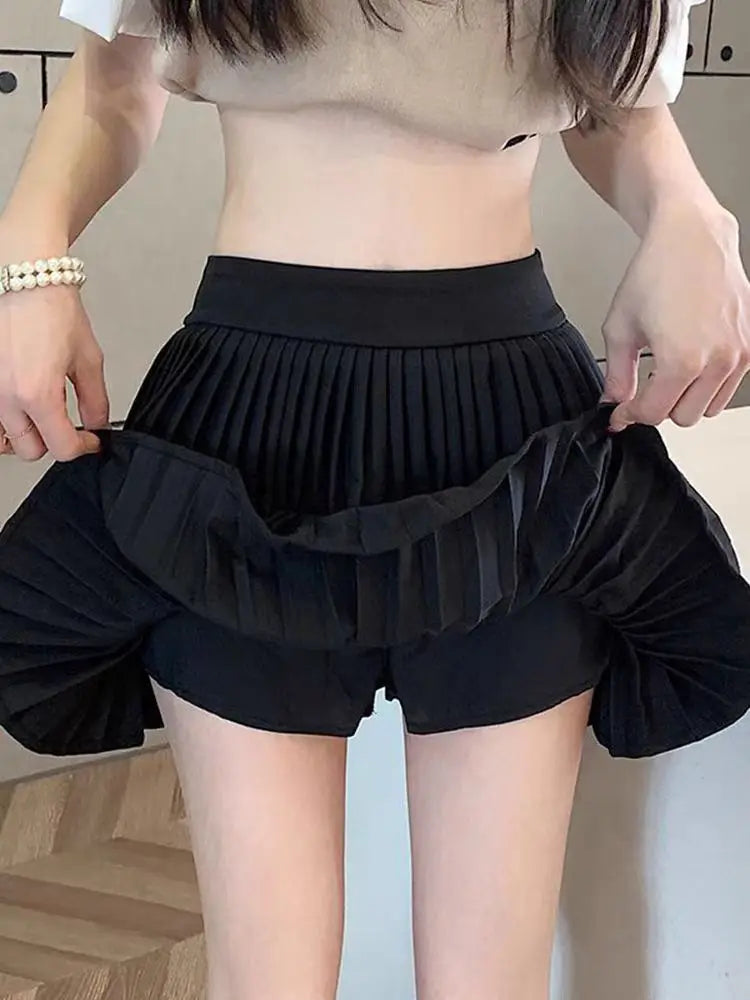 Preppy Y2K Ruffled Mini Skirt Pants | High Waist, Fluffy Style