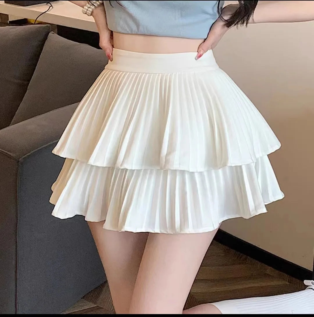 Preppy Y2K Ruffled Mini Skirt Pants | High Waist, Fluffy Style