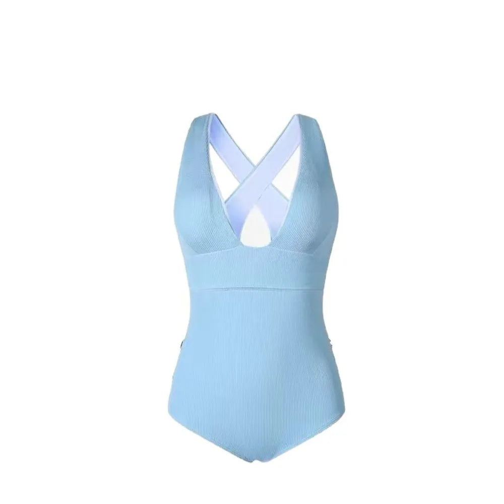 Fanceey Women's Swimsuit Round Neck Hollowed Out Swimsuit  Bikinis Beach Outfits Sexy Deep V-neck Swimsuit One Piece Bodysuits