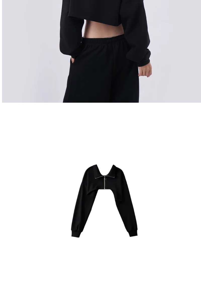 Sexy ort Zipper Hoodie Jaet Women's Loose Fit Bla Cardigan Sweatirt Outerwear Hip Hop Sle Ele Faion Ladies' Coat