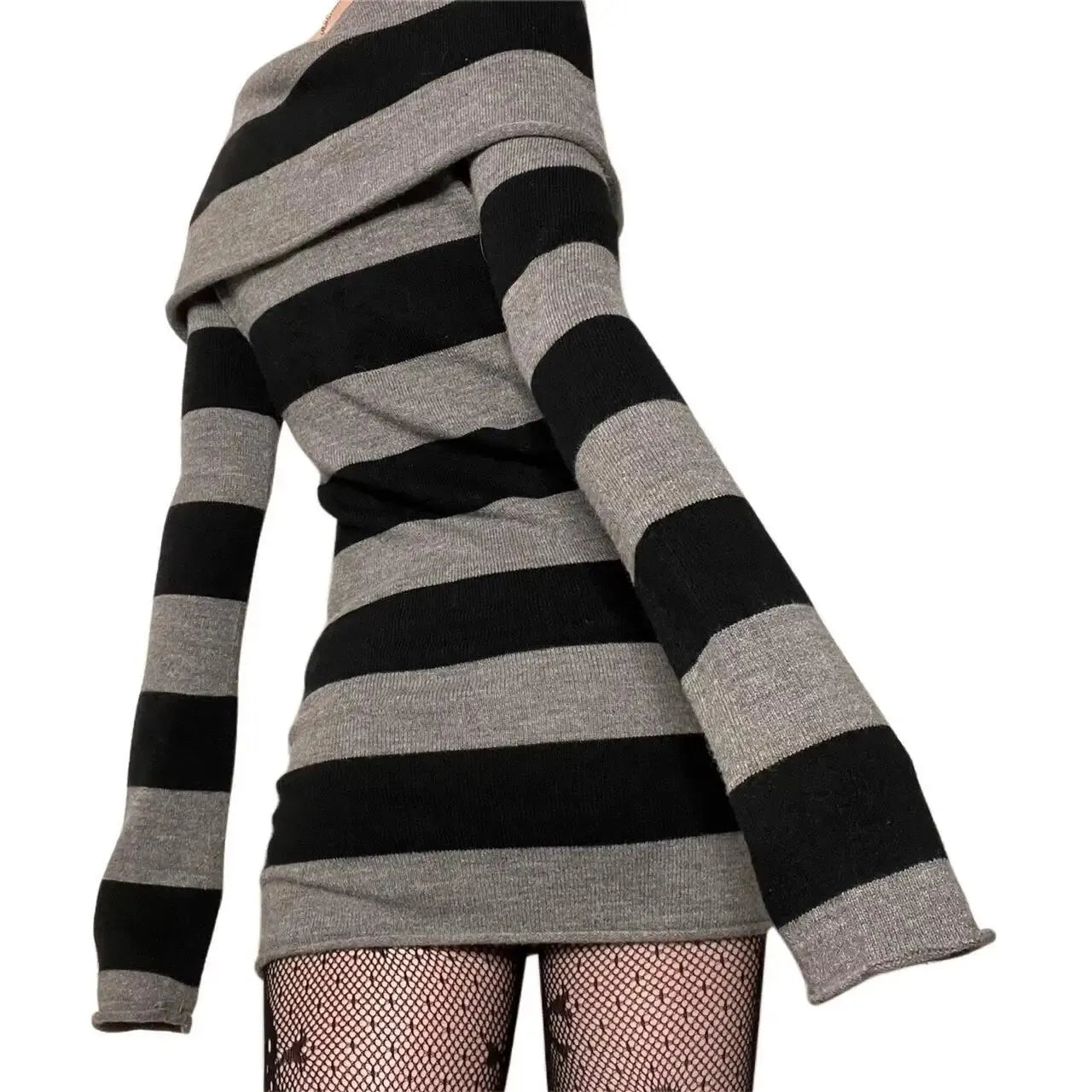 Women's Striped Off-Shoulder Bodycon Mini Dress