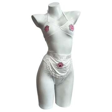 Cute Cat Lingerie Set: Pure Desire Tatting Bodysuit