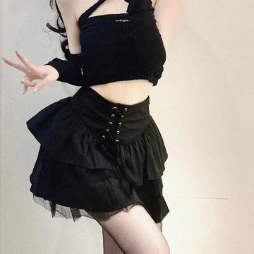 High Waist Bow Tie Puffy Skirt - Sweet Style