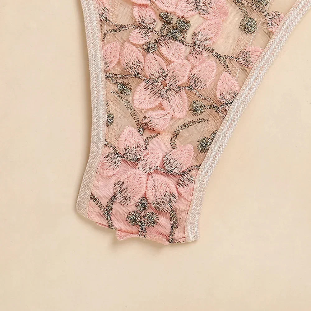 Exotic Floral Lace Bodysuit | Sexy Deep V Backless Lingerie