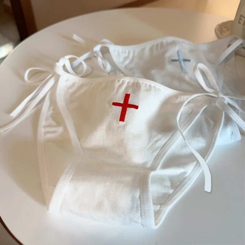 Cosplay Nurse Lolita Low-Rise Cotton Thong Panties