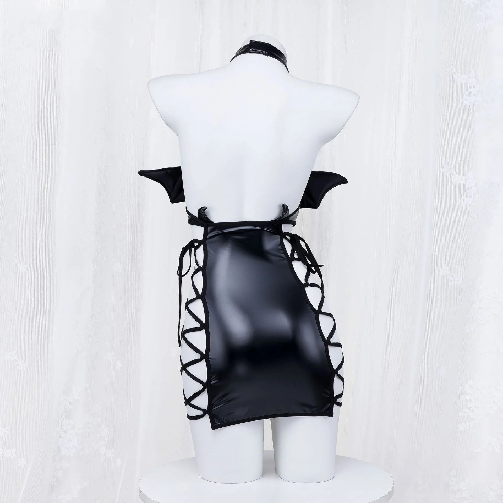 Faux Leather Cyber Devil Girl Cosplay & Party Outfit