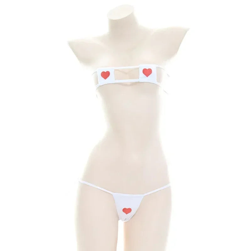 Sexy Kawaii Lolita Mini Bikini Set | Heart Bandage Lingerie