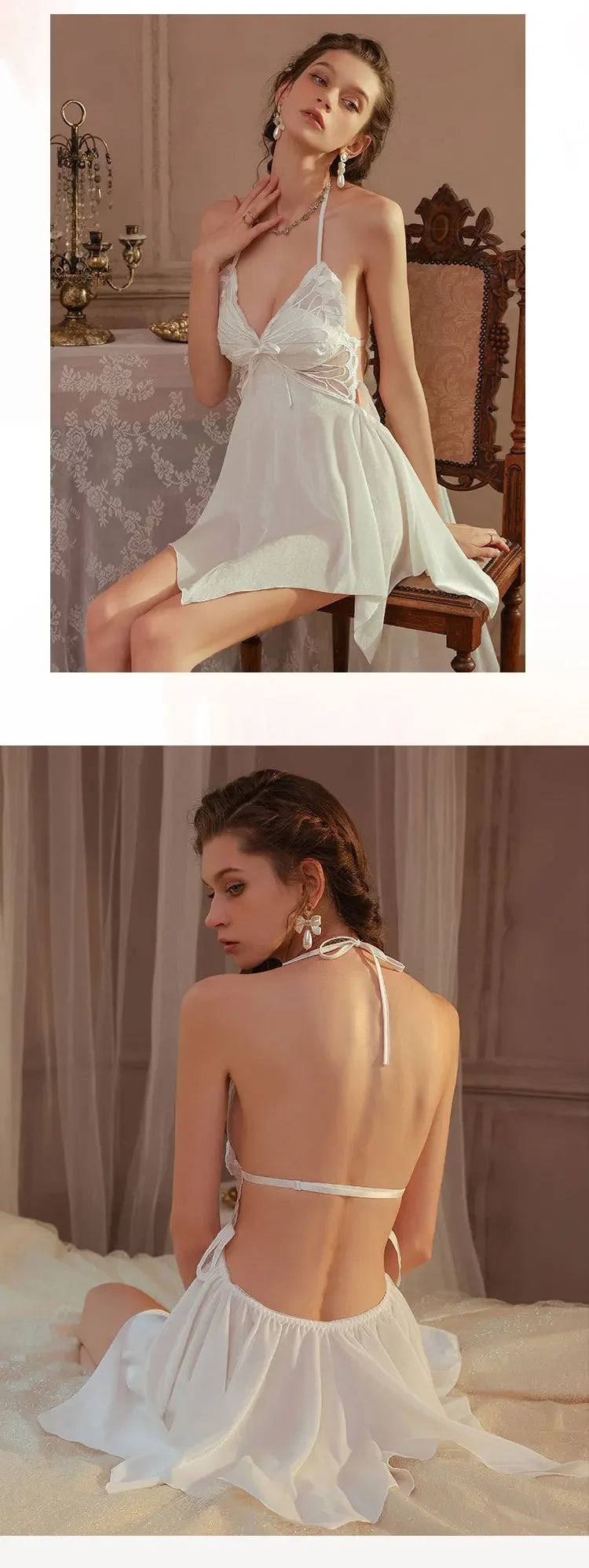 Sexy Backless Asymmetrical Nightgown | Butterfly Tie Sleep Dress