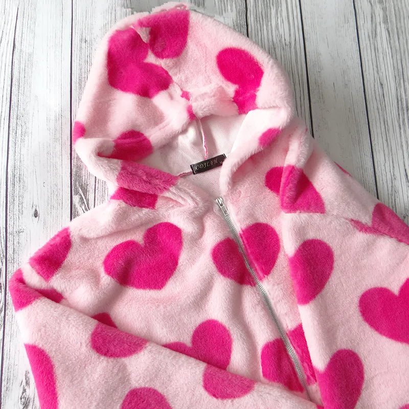 Hooded Thi Love Coat for Women's Youth Long Sve Open Cardigan Polyester Fiber Autumn Season Faionable Streetwear