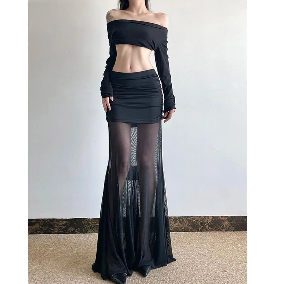 Sexy Mermaid Long Skirt with Me Splice High Waist f Body Skirt for Women Summer New Sle Personali Temperament Hot Girl