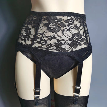 Sexy 6-Strap Embroidered Lace Garter Belt for Women | Suspender Belt