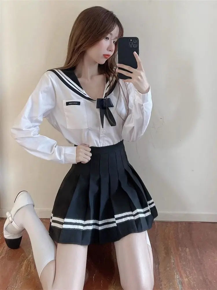 Korean Style Pleated  Skirt for Women Spring Summer New High Waist Striped A-Line Skirt Student Fashion Commute Style