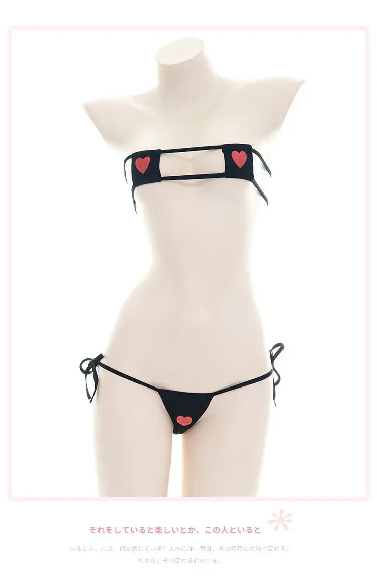 Sexy Kawaii Lolita Mini Bikini Set | Heart Bandage Lingerie