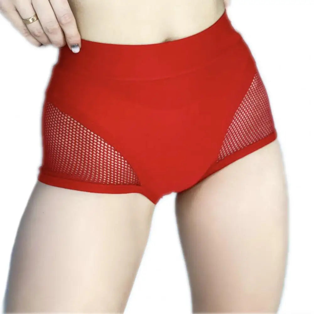 High Waist Booty Shorts Women Mesh Yoga Gym Pole Dance
