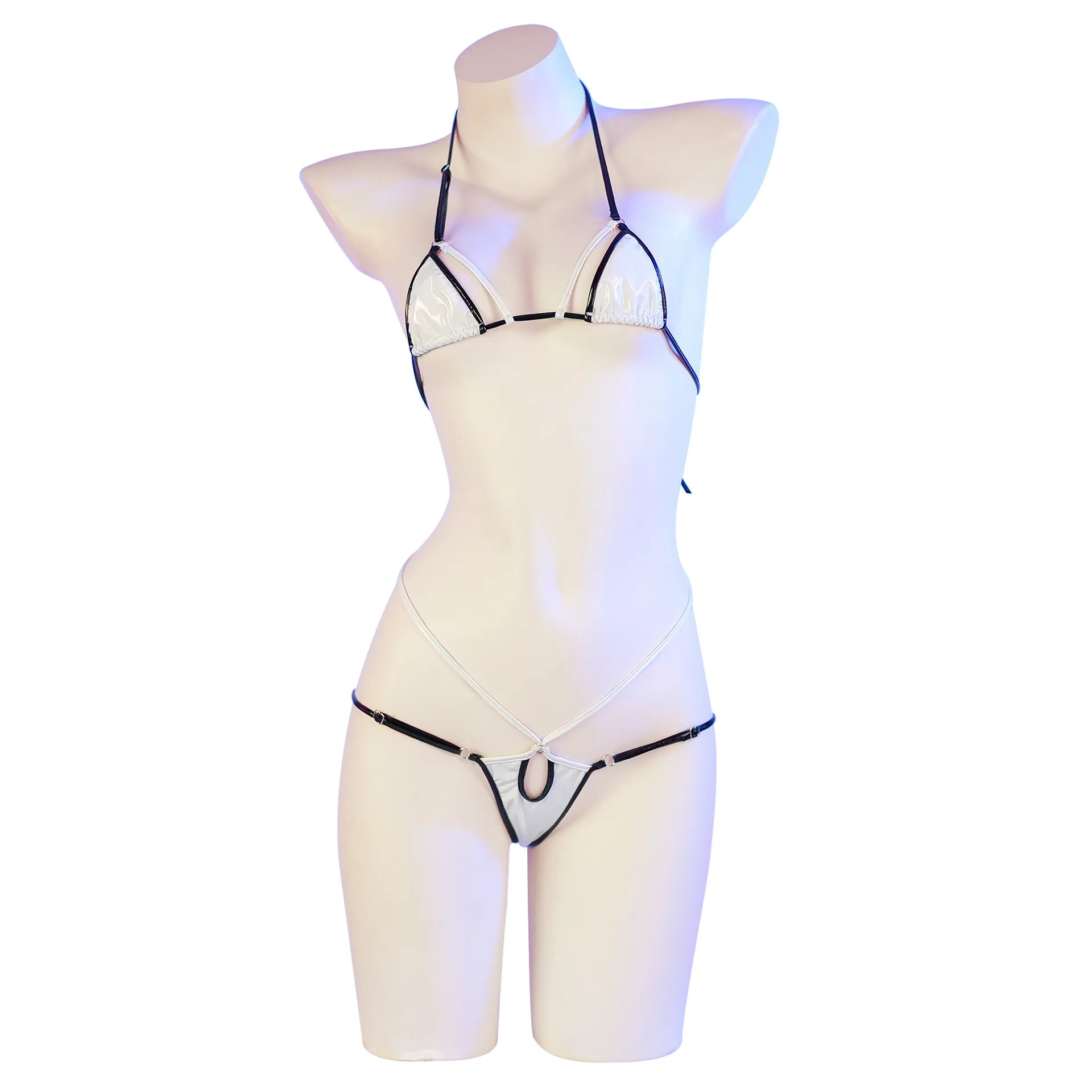 Anime Comics Girl Leather Bikini Sets 2024 New Women Sexy Two-piece Thong swimsuit Bathing Suit Cute Bikini Maid Cosplay Costume