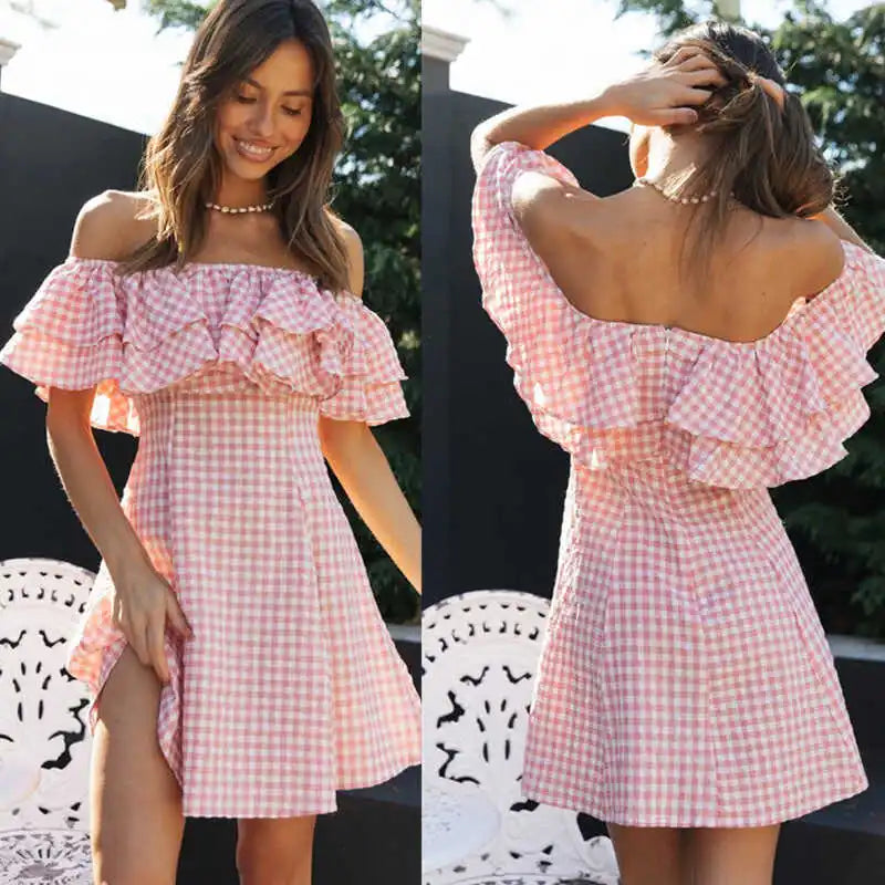Chic Plaid One-Shoulder Mini Dress | Versatile All-Season Style