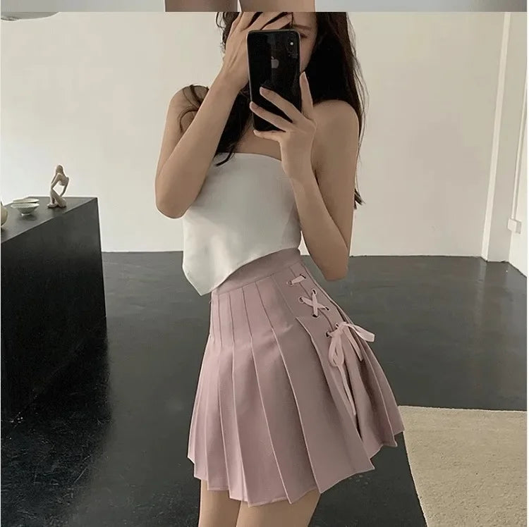 Spring Summer New High-Waisted Mini Dress Preppy Style Age-Reducing Slimming Anti-Exposure Pure Desire Versatile Plaid Skirt